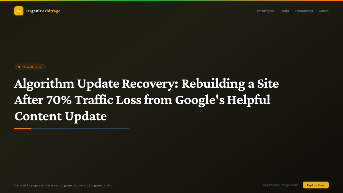 Algorithm Update Recovery: Rebuilding a Site After 70% Traffic Loss from Google's Helpful Content Update