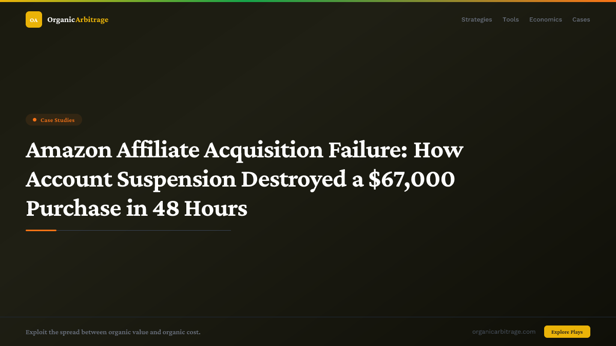 Amazon Affiliate Acquisition Failure: How Account Suspension Destroyed a $67,000 Purchase in 48 Hours