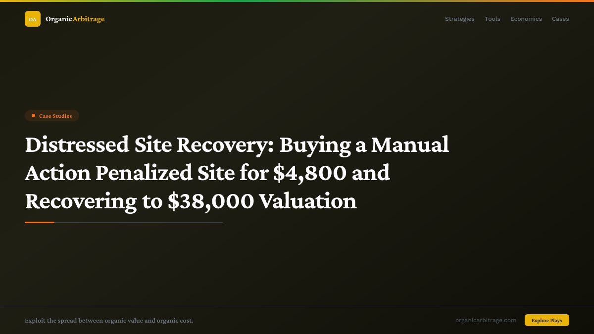 Distressed Site Recovery: Buying a Manual Action Penalized Site for $4,800 and Recovering to $38,000 Valuation