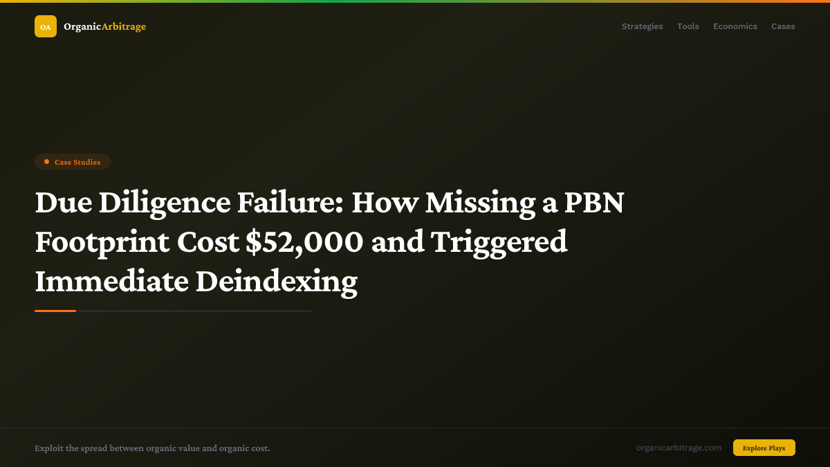Due Diligence Failure: How Missing a PBN Footprint Cost $52,000 and Triggered Immediate Deindexing