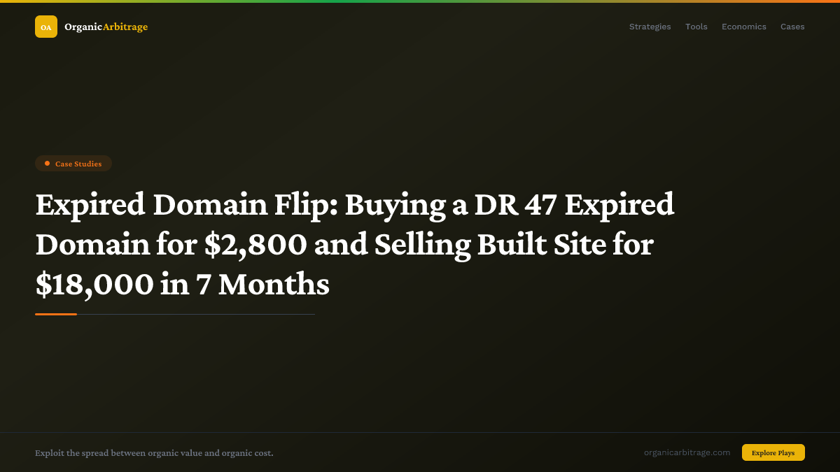 Expired Domain Flip: Buying a DR 47 Expired Domain for $2,800 and Selling Built Site for $18,000 in 7 Months