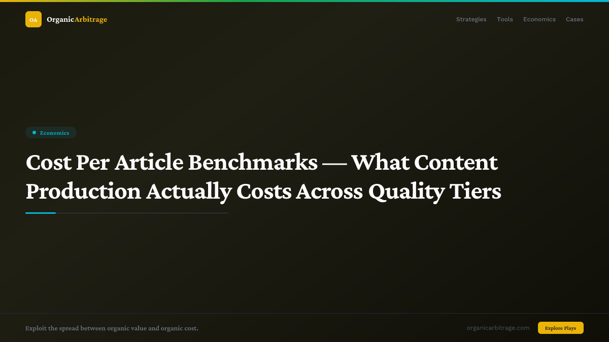 Cost Per Article Benchmarks — What Content Production Actually Costs Across Quality Tiers