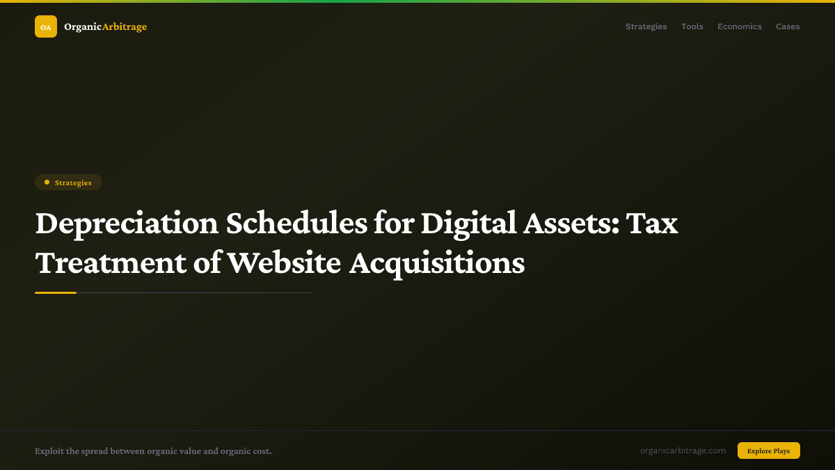Depreciation Schedules for Digital Assets: Tax Treatment of Website Acquisitions