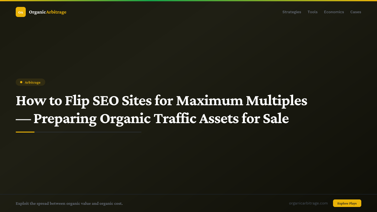 How to Flip SEO Sites for Maximum Multiples — Preparing Organic Traffic Assets for Sale