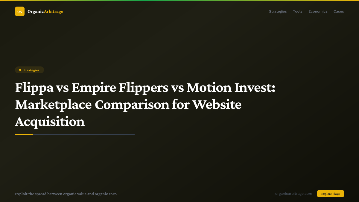 Flippa vs Empire Flippers vs Motion Invest: Marketplace Comparison for Website Acquisition