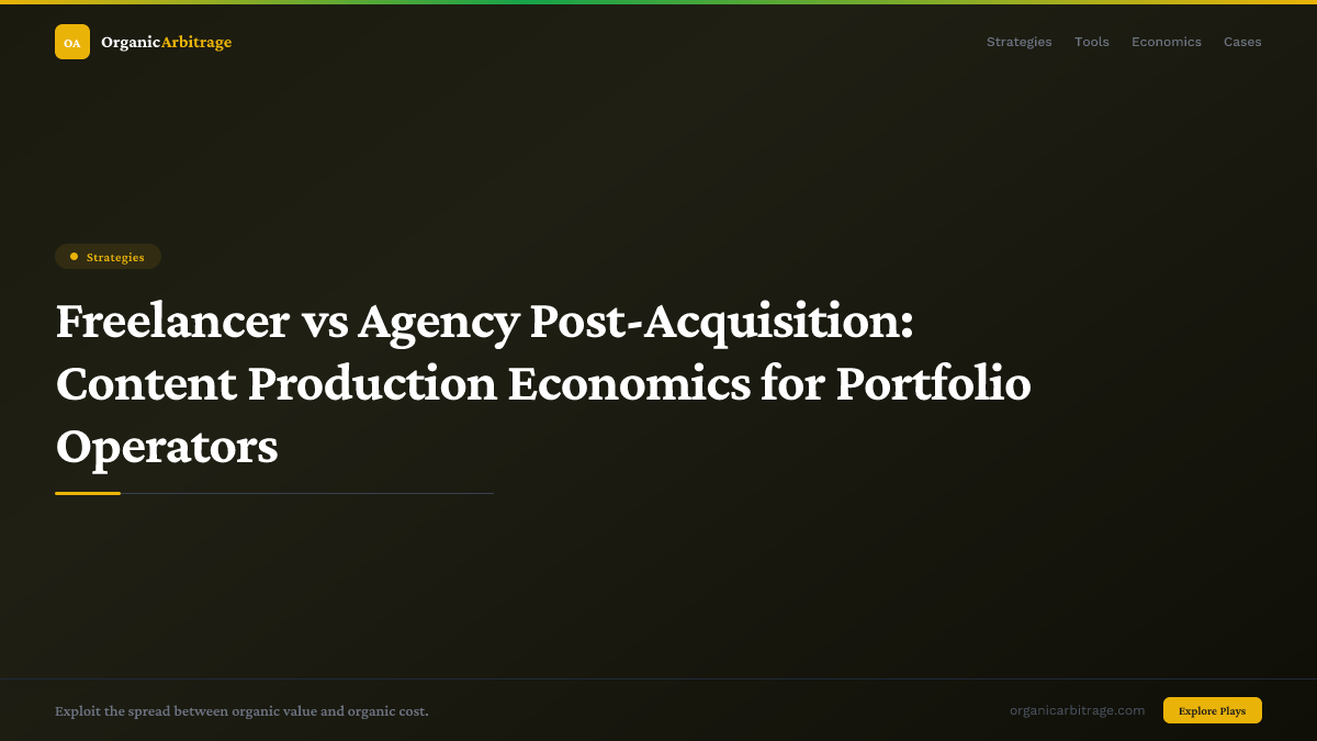 Freelancer vs Agency Post-Acquisition: Content Production Economics for Portfolio Operators