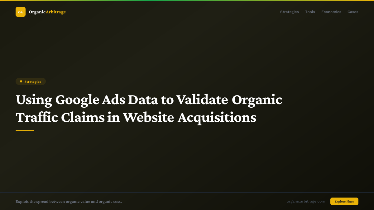 Using Google Ads Data to Validate Organic Traffic Claims in Website Acquisitions