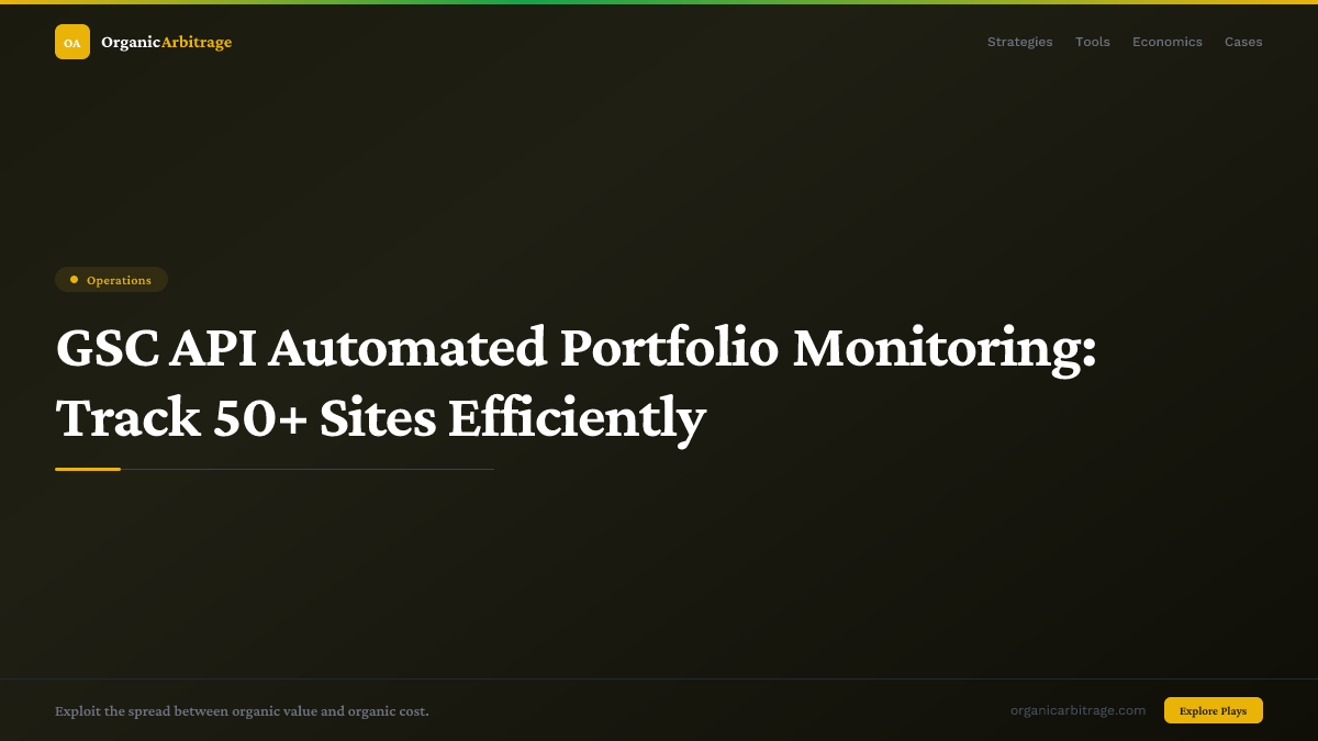 GSC API Automated Portfolio Monitoring: Track 50+ Sites Efficiently