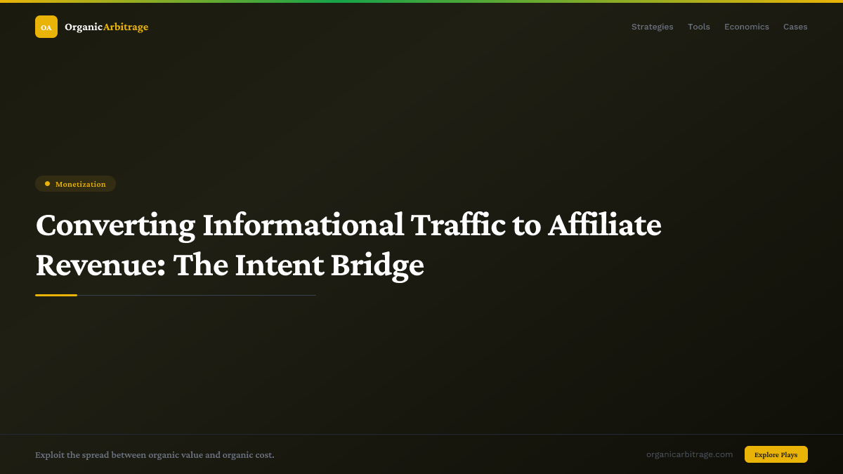 Converting Informational Traffic to Affiliate Revenue: The Intent Bridge