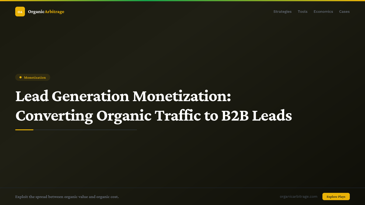Lead Generation Monetization: Converting Organic Traffic to B2B Leads