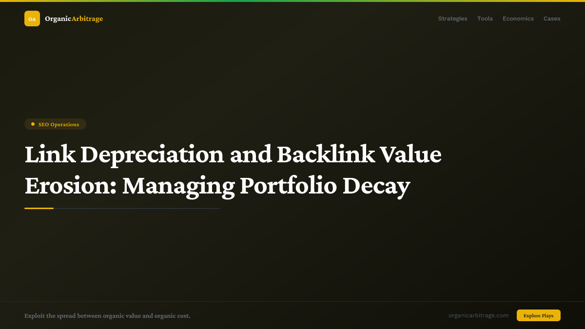 Link Depreciation and Backlink Value Erosion: Managing Portfolio Decay