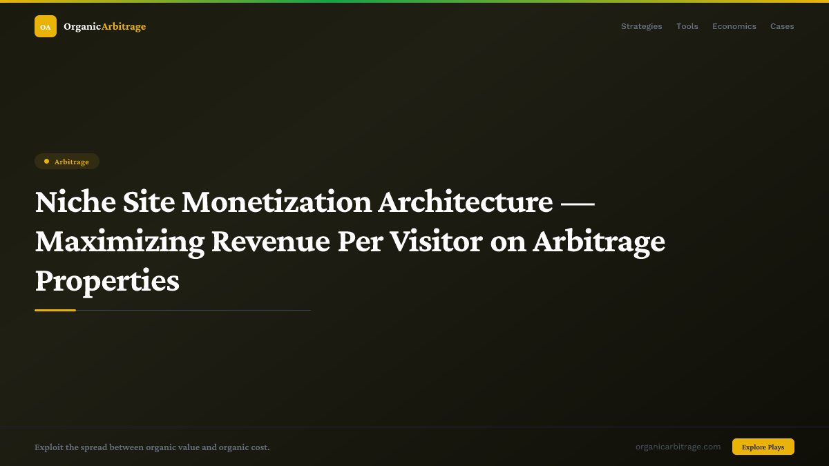 Niche Site Monetization Architecture — Maximizing Revenue Per Visitor on Arbitrage Properties