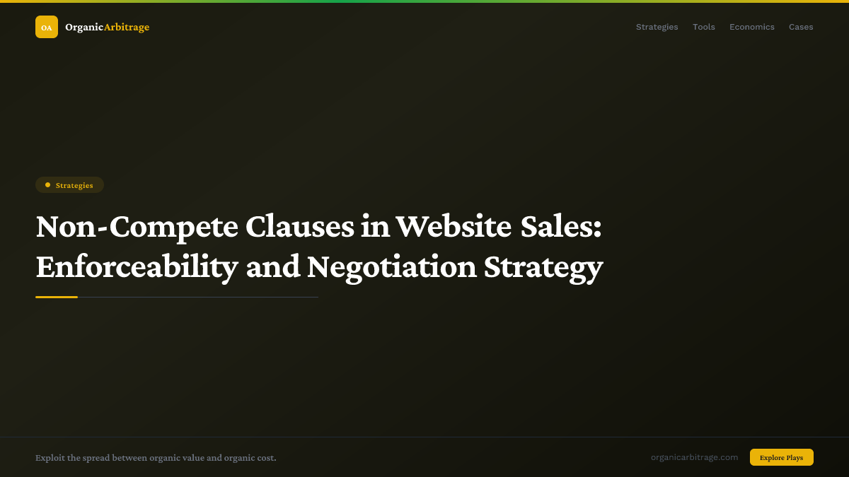 Non-Compete Clauses in Website Sales: Enforceability and Negotiation Strategy