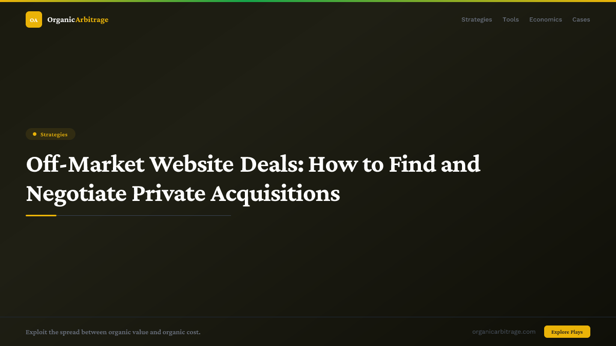 Off-Market Website Deals: How to Find and Negotiate Private Acquisitions
