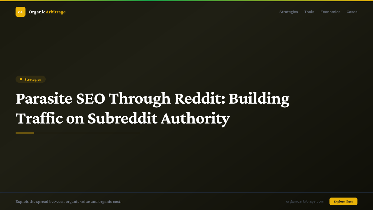 Parasite SEO Through Reddit: Building Traffic on Subreddit Authority