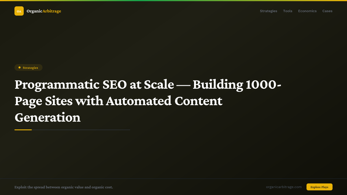 Programmatic SEO at Scale — Building 1000-Page Sites with Automated Content Generation