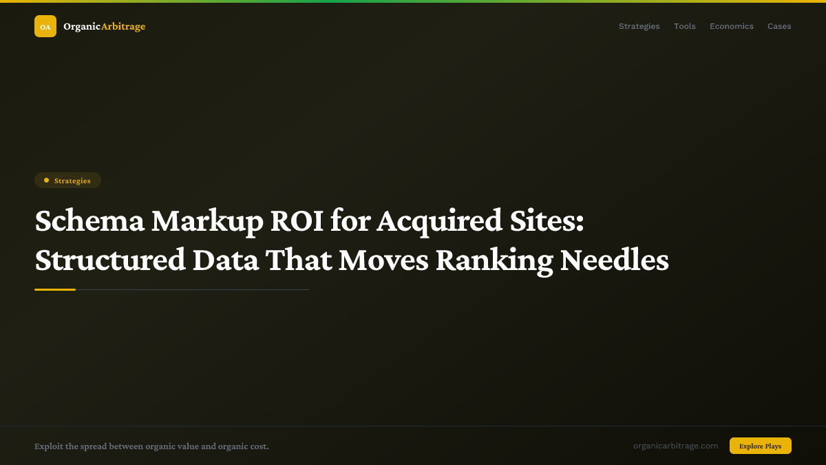 Schema Markup ROI for Acquired Sites: Structured Data That Moves Ranking Needles