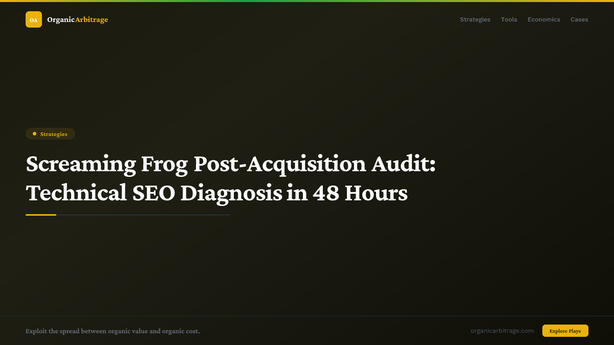 Screaming Frog Post-Acquisition Audit: Technical SEO Diagnosis in 48 Hours
