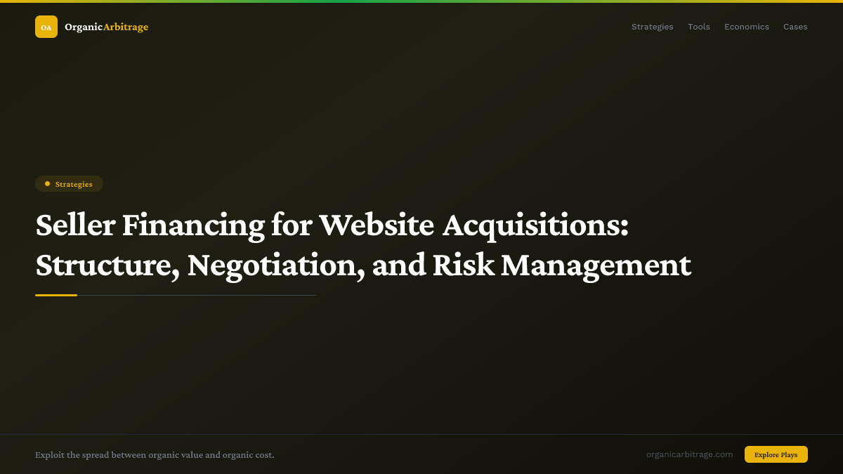 Seller Financing for Website Acquisitions: Structure,Negotiation,and Risk Management