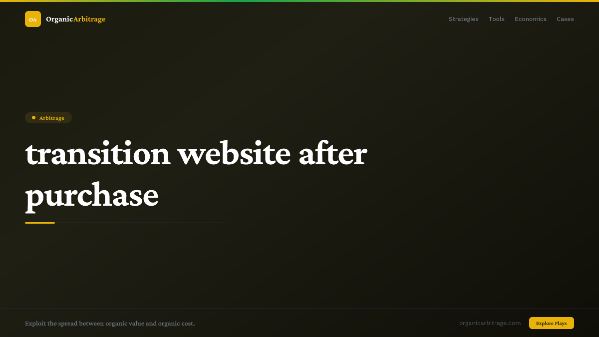 transition website after purchase