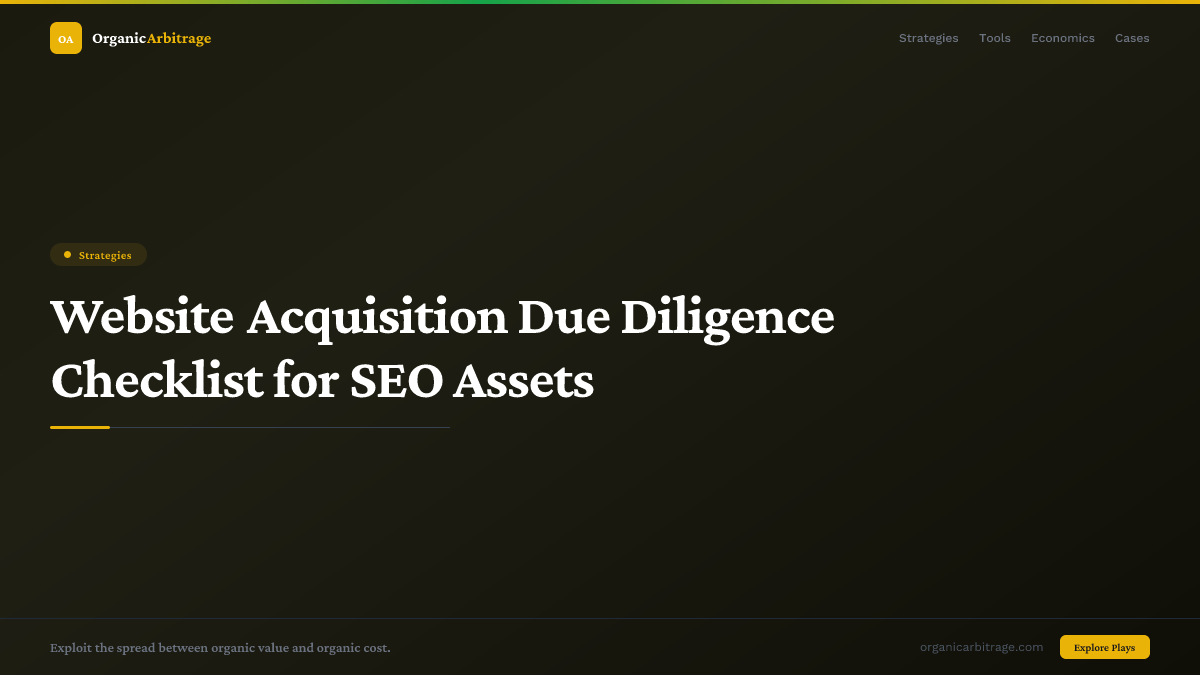 Website Acquisition Due Diligence Checklist for SEO Assets