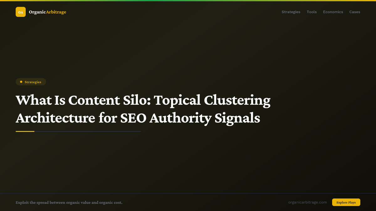 What Is Content Silo: Topical Clustering Architecture for SEO Authority Signals